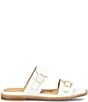 Color:White - Image 2 - Noella Double Strap Buckle Leather Slides