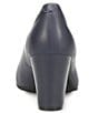 Color:Navy - Image 3 - Parisa Leather Block Heel Pumps