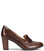 Color:Brown - Image 2 - Parkdale Block Heel Leather Loafer Pumps