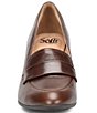 Color:Brown - Image 5 - Parkdale Block Heel Leather Loafer Pumps