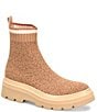 Color:Tan - Image 1 - Provea Recycled Knit Stretch Lug Sole Platform Booties