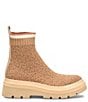 Color:Tan - Image 2 - Provea Recycled Knit Stretch Lug Sole Platform Booties