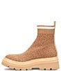 Color:Tan - Image 4 - Provea Recycled Knit Stretch Lug Sole Platform Booties