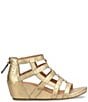 Color:Gold - Image 2 - Rio II Leather Strappy Wedge Sandals