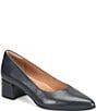 Sofft Sandra Pointed Leather Block Heel Pumps - Image 1