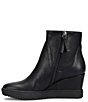 Color:Black - Image 4 - Shary Waterproof Leather Wedge Booties
