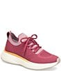 Color:Raspberry - Image 1 - Trudy Recycled Knit Mesh Lace-Up Athletic Sneakers
