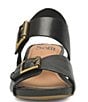Color:Black - Image 5 - Valeri Leather Buckle Wedge Sandals