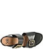 Color:Black - Image 6 - Valeri Leather Buckle Wedge Sandals