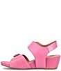 Color:Pink - Image 4 - Valeri Leather Buckle Wedge Sandals