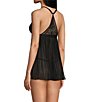 Color:Black - Image 2 - Soft Lace Cup & Pleated Mesh Babydoll