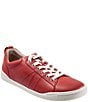 Color:Red - Image 1 - Athens Leather Lace-Up Sneakers