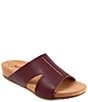 Color:Mahogany - Image 1 - Beverly Leather Slide Sandals