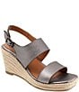 Color:Pewter Metallic - Image 1 - Hartley Leather Espadrille Wedge Sandals