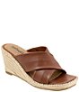 Color:Cognac - Image 1 - Hastings Leather Espadrille Wedge Slides