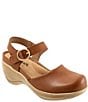 Color:Luggage - Image 1 - Mabelle Leather Ankle Strap Clogs