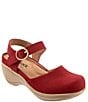 Color:Red Nubuck - Image 1 - Mabelle Nubuck Suede Ankle Strap Clogs