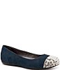 Color:Navy - Image 1 - Sonoma Suede & Leather Cap Toe Ballet Flats