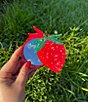 Solar Eclipse Hand-Painted Strawberry Compact Mirror - Image 3