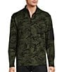 Color:Olive - Image 1 - Active Knit Performance Long Sleeve Camo Quarter-Zip Pullover