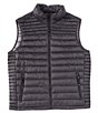 Color:Black - Image 1 - Banded Collar Sleeveless Down Packable Puffer Vest