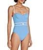 Color:Marina Blue - Image 1 - Spencer Belted Underwire One Piece Swimsuit