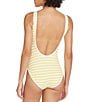 Color:Lemon Stripe - Image 2 - The Anne-Marie Scoop Neck Open Back Striped One Piece Swimsuit