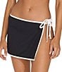 Color:Blackout - Image 1 - Ribbed Side Tie Swim Cover-Up Skirt