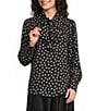 Sonia Rykiel Dotted Print Tie Neck Long Sleeve Top - Image 1