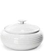 Color:White - Image 1 - Low Round Porcelain Covered Casserole