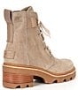 Color:Omega Taupe - Image 2 - Joan Now Lace-Up Suede Lug Sole Platform Booties