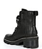 Color:Black - Image 3 - Joan Now Waterproof Lace-Up Lug Sole Leather Booties