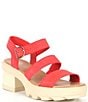 Color:Red Glo/Honey White - Image 1 - Joanie Heel Ankle Strap Suede Block Heel Platform Sandals