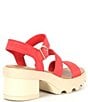 Color:Red Glo/Honey White - Image 2 - Joanie Heel Ankle Strap Suede Block Heel Platform Sandals
