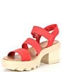 Color:Red Glo/Honey White - Image 4 - Joanie Heel Ankle Strap Suede Block Heel Platform Sandals