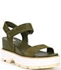 Color:Utility Green/Honey White - Image 1 - Joanie IV Strap Wedge Suede Platform Sandals