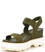 Color:Utility Green/Honey White - Image 4 - Joanie IV Strap Wedge Suede Platform Sandals