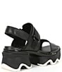 Color:Black/Black - Image 2 - Kinectic Impact Leather Slingback Chunky Heel Platform Dad Sandals