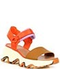 Color:Optimized Orange - Image 1 - Kinetic Impact Y-Strap Leather Tortoise Detail Platform Sandals