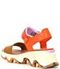 Color:Optimized Orange - Image 3 - Kinetic Impact Y-Strap Leather Tortoise Detail Platform Sandals