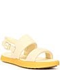 Color:Honey White/Yellow Ray - Image 1 - Ona Streetworks Go-To Flat Leather Chunky Sandals