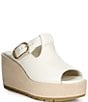 Sorel Sunpeak Leather Slide Raffia Wedge Platform Sandals - Image 1