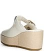 Sorel Sunpeak Leather Slide Raffia Wedge Platform Sandals - Image 3