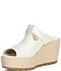Sorel Sunpeak Leather Slide Raffia Wedge Platform Sandals - Image 4