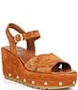 Sorel Sunpeak Suede RVT Ankle Wrap Studded Wedge Platform Sandals - Image 1