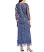 Color:Graphite - Image 2 - Beaded Scoop Neck 3/4 Sleeve Embroidered 2-Piece Jacket Gown