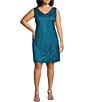 Color:Teal - Image 3 - Plus Size Lace V-Neck 2-Piece Duster & Dress Set