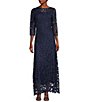 Soulmates Soutache Embroidered Floral Beaded Boat Neck 3/4 Sleeve Gown ...