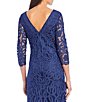 Color:Navy - Image 4 - Soutache Embroidered Floral Beaded Boat Neck 3/4 Sleeve Sheath Gown