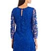 Color:Royal - Image 4 - Soutche Beaded Floral Lace V-Neck 3/4 Sleeve Waistless Gown